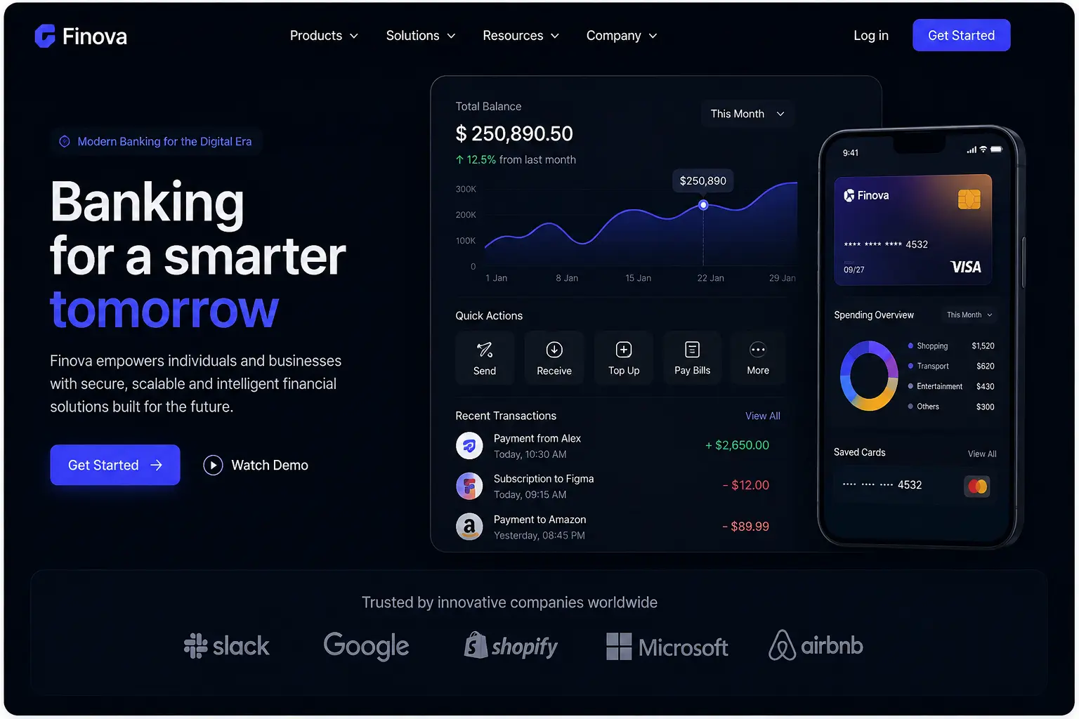 Fintech project website screenshot