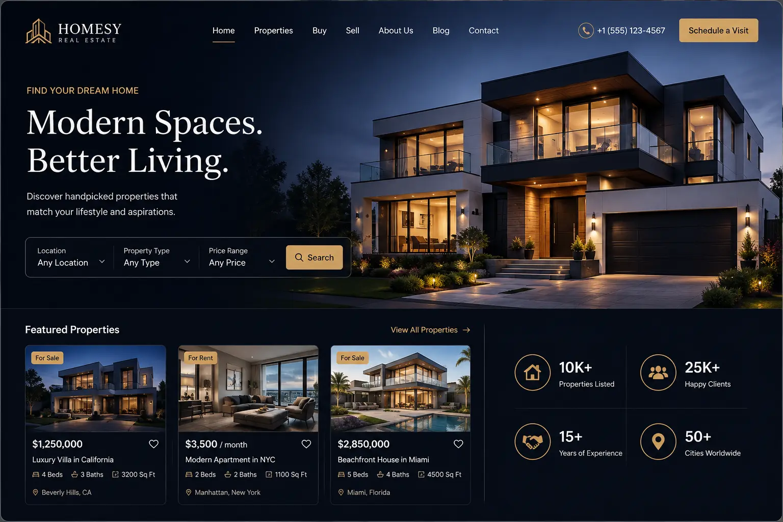 Real Estate project website screenshot